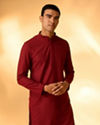 Manyavar Men Maroon Red Chikankari Embroidered Kurta Set