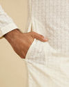 Manyavar Men Warm White Chikankari Embroidered Kurta Set