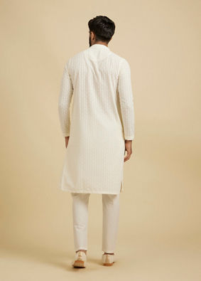 Manyavar Men Classy White Kurta Pyjama Set Kurta Pyjama image number 5