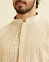 Manyavar Men Cream Beige Chikankari Embroidered Kurta Set image number 1