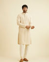 Manyavar Men Cream Beige Chikankari Embroidered Kurta Set image number 2