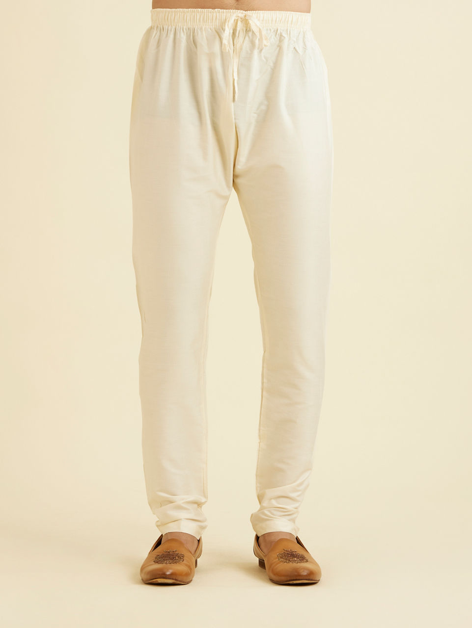 Manyavar Men Cream Beige Chikankari Embroidered Kurta Set