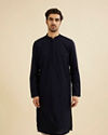 Manyavar Men Indigo Blue Chikankari Embroidered Kurta Set