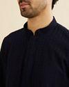 Manyavar Men Indigo Blue Chikankari Embroidered Kurta Set