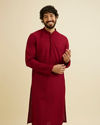 Manyavar Men Maroon Red Chikankari Embroidered Kurta Set image number 0