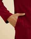 Manyavar Men Maroon Red Chikankari Embroidered Kurta Set