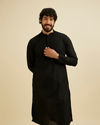 Manyavar Men Charcoal Black Chikankari Embroidered Kurta Set image number 0