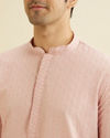 Manyavar Men Baby Pink Chikankari Embroidered Kurta Set image number 1