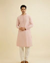 Manyavar Men Baby Pink Chikankari Embroidered Kurta Set