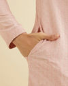 Manyavar Men Baby Pink Chikankari Embroidered Kurta Set