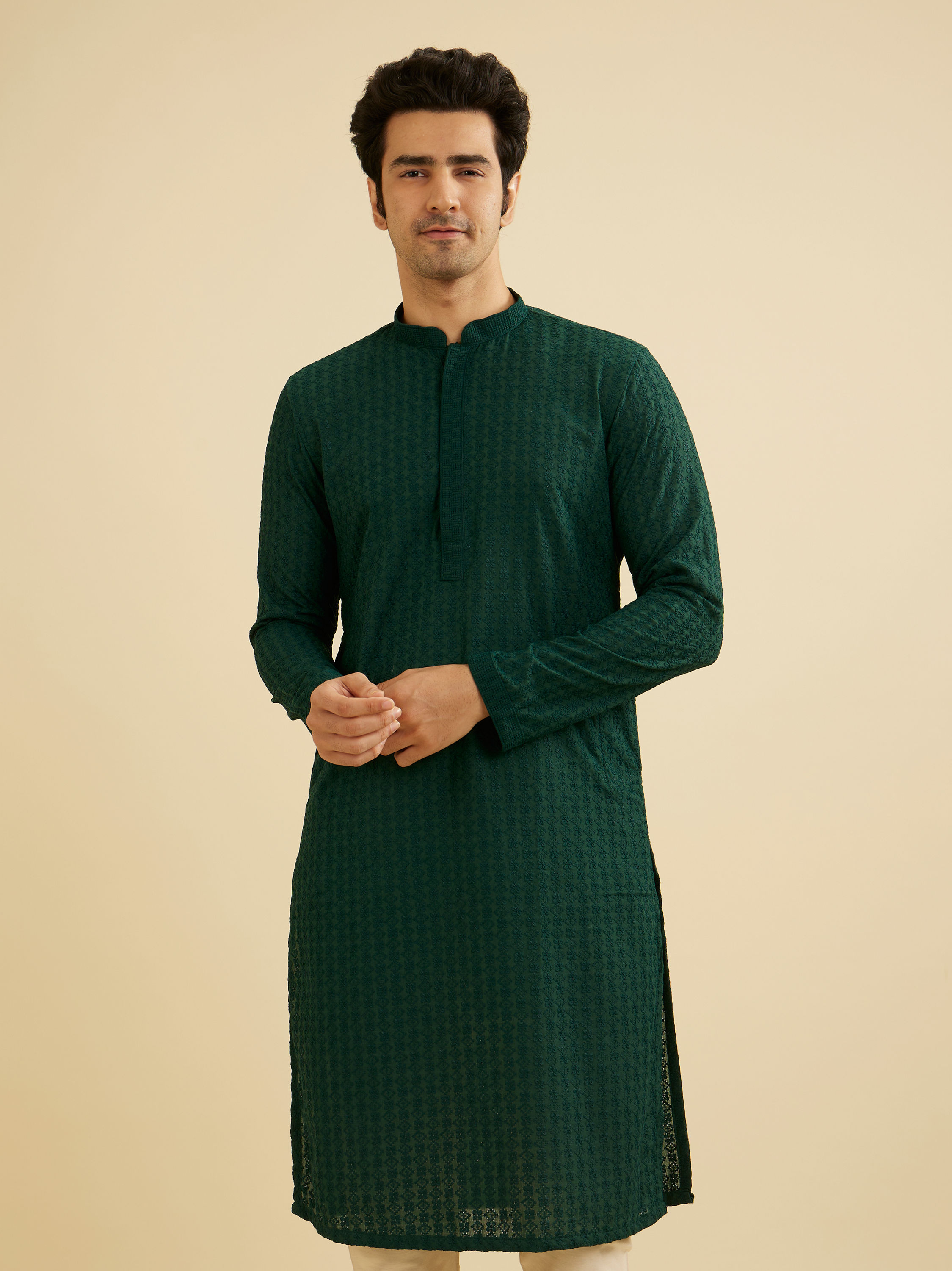 Manyavar Men Emerald Majesty Kurta Pajama