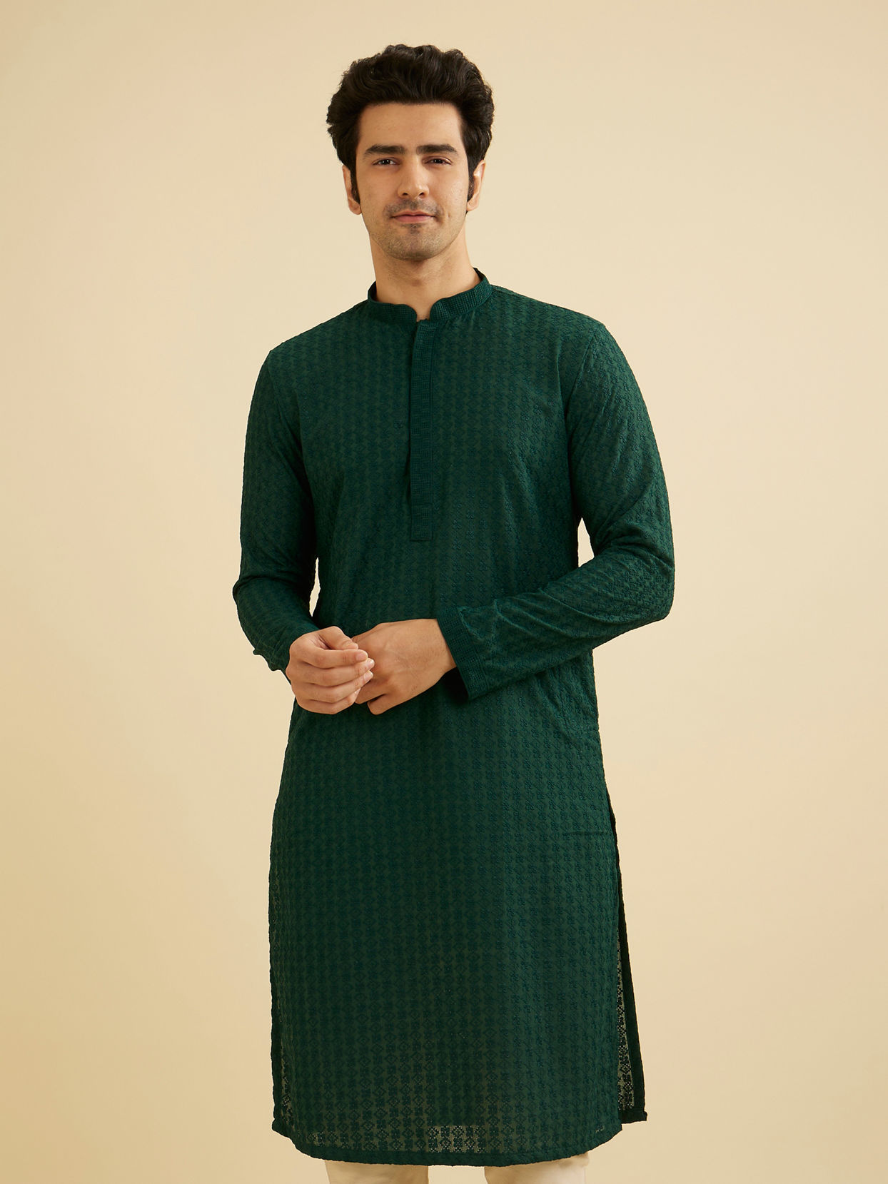 Manyavar Men Emerald Majesty Kurta Pajama image number 0