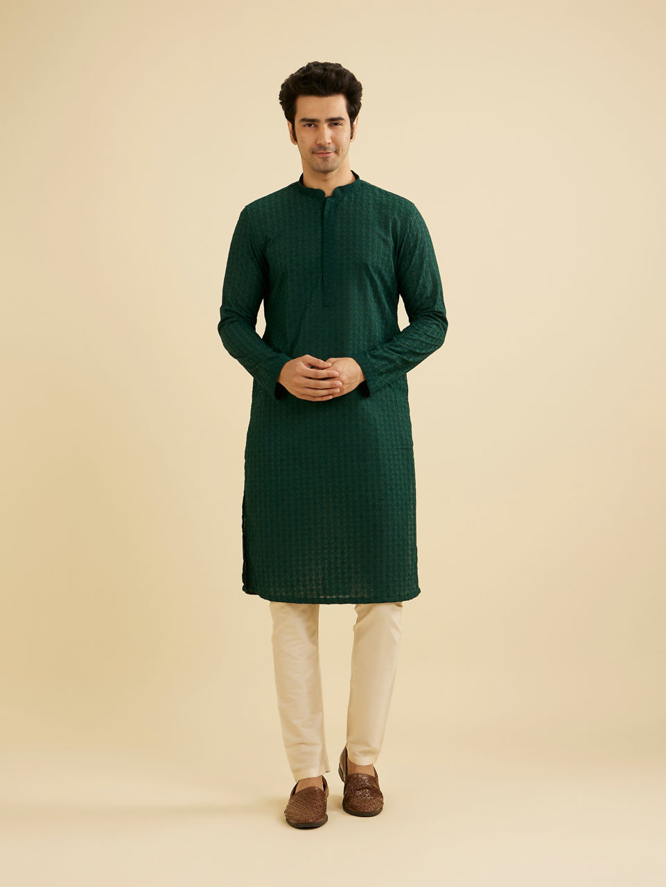 Manyavar Men Emerald Majesty Kurta Pajama