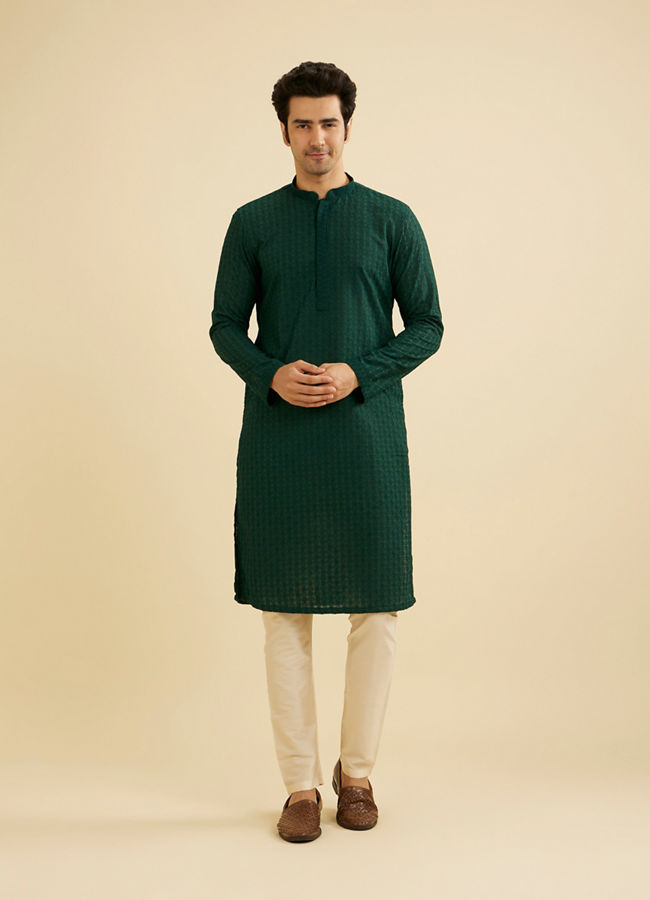 Manyavar Men Emerald Majesty Kurta Pajama image number 2