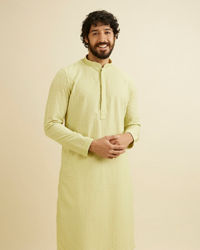 Manyavar Men Soft Green Chikankari Embroidered Kurta Set