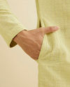 Manyavar Men Soft Green Chikankari Embroidered Kurta Set
