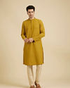 Manyavar Men Mehndi Green Chikankari Embroidered Kurta Set