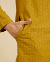 Manyavar Men Mehndi Green Chikankari Embroidered Kurta Set