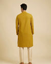 Manyavar Men Mehndi Green Chikankari Embroidered Kurta Set
