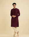 Manyavar Men Enchanting Wine Kurta Pajama image number 2