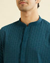 Manyavar Men Teal Blue Chikankari Embroidered Kurta Set image number 1