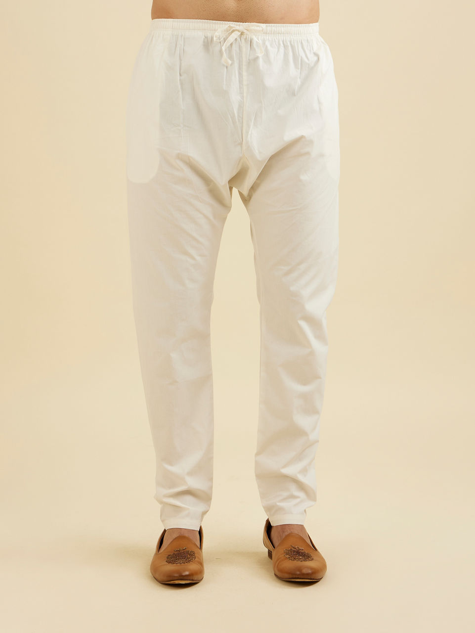 Manyavar Men Mustard Yellow Chikankari Embroidered Kurta Set