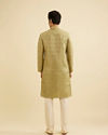 Manyavar Men Soft Green Jaal Medallion Patterned Kurta Set with Rhinestones