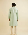 Manyavar Men Soft Green Jaal Patterned Kurta Set with Floral Buta Motifs