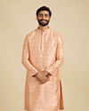 Manyavar Men Peach Brocade Elegance Kurta Pajama image number 0