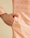 Manyavar Men Peach Fuzz Jaal Patterned Kurta Set with Floral Buta Motifs