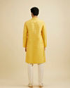Manyavar Men Mustard Yellow Jaal Patterned Kurta Set with Floral Buta Motifs