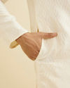 Manyavar Men Cream White Ikat Inspired Patterned Kurta Set