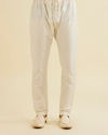 Manyavar Men Cream White Ikat Inspired Patterned Kurta Set