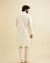 Manyavar Men Cream White Ikat Inspired Patterned Kurta Set