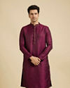 Manyavar Men Rani Pink Ikat Inspired Patterned Kurta Set image number 0