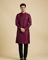 Manyavar Men Rani Pink Ikat Inspired Patterned Kurta Set image number 2