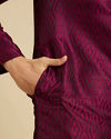 Manyavar Men Rani Pink Ikat Inspired Patterned Kurta Set