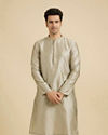 Manyavar Men Pista Green Floral Fern Embroidered Kurta Set