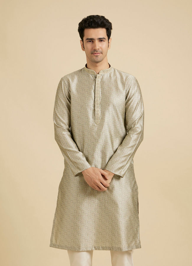 Manyavar Men Pista Green Regal Kurta Pajama Set image number 0