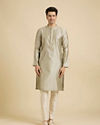 Manyavar Men Pista Green Floral Fern Embroidered Kurta Set