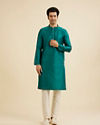 Manyavar Men Dazzling Teal Green Kurta Pajama