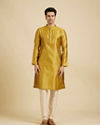 Manyavar Men Mustard Yellow Floral Fern Embroidered Kurta Set