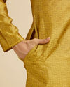 Manyavar Men Mustard Yellow Floral Fern Embroidered Kurta Set