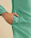 Manyavar Men Aqua Green Festive Silk Kurta Pajama image number 3