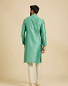 Manyavar Men Aqua Green Floral Fern Embroidered Kurta Set