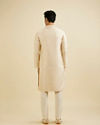 Manyavar Men Ivory Cream Lattice Patterned Kurta Set with Buta Motifs