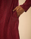 Manyavar Men Enchanting Maroon Jacquard Kurta Pajama