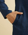 Manyavar Men French Navy Blue Self Textured Kurta Set with Sequinned Neckline