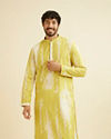 Mustard Yellow Chikankari Patterned Kurta Set with Tie Dye Print