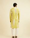 Manyavar Men Mustard Yellow Chikankari Patterned Kurta Set with Tie Dye Print